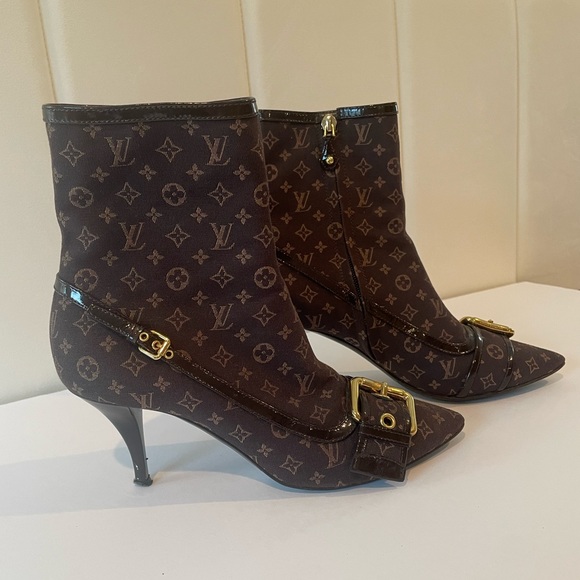 Louis Vuitton Brown Monogram Mimosa Mini Lin Ankle Boots - Picture 14 of 16